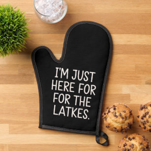 Chanukka Ich bin nur wegen der Latkes hier jüdisch Ofenhandschuh
