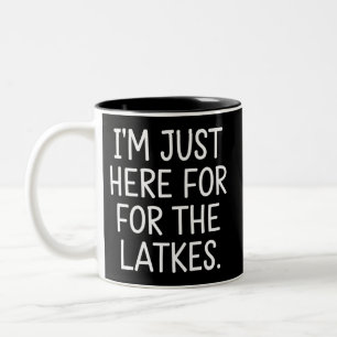 Chanukka Ich bin nur wegen der Latkes hier Jüdisch Zweifarbige Tasse