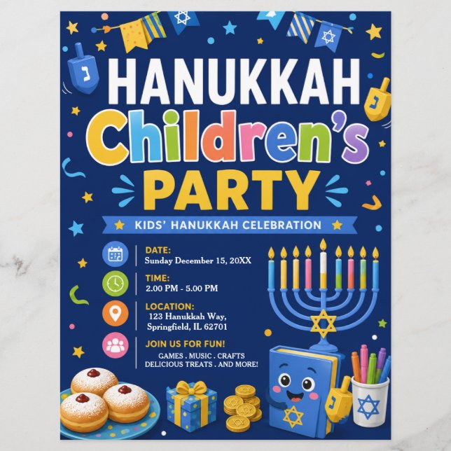Chanukka-Kinderparty Flyer (Vorne)