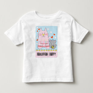 Chanukka Kleinkind Jersey T-Shirt Katze und Maus