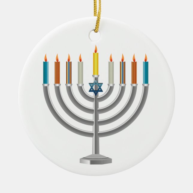 Chanukka menorah keramik ornament (Vorne)