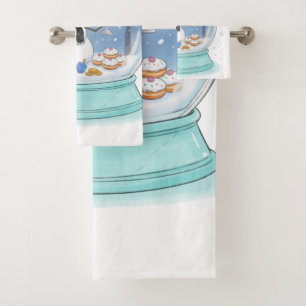 Chanukka-Schneekugel Badhandtuch Set