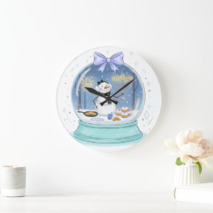 Chanukka-Schneekugel Große Wanduhr