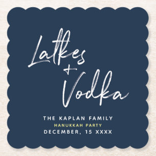 Chanukka-SkriptLatkes und Wodka-Marine-Untersetzer Untersetzer