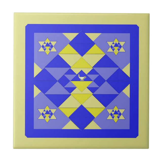 Chanukka-Steppdecken-Keramik-Fliese Fliese (Vorderseite)