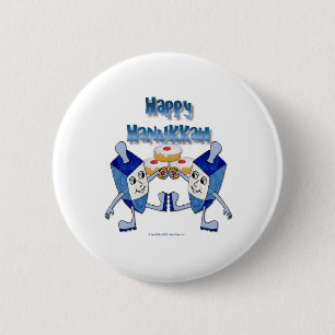 Chanukka tanzende Dreidels und Geleebonbons Button