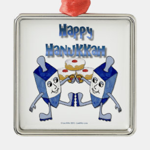 Chanukka tanzende Dreidels und Geleebonbons Ornament Aus Metall