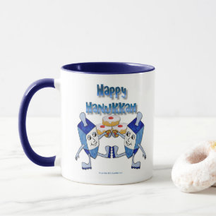 Chanukka tanzende Dreidels und Geleebonbons Tasse