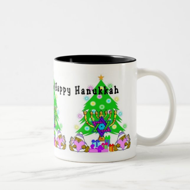 Chanukka und Weihnachten Zweifarbige Tasse (Rechts)