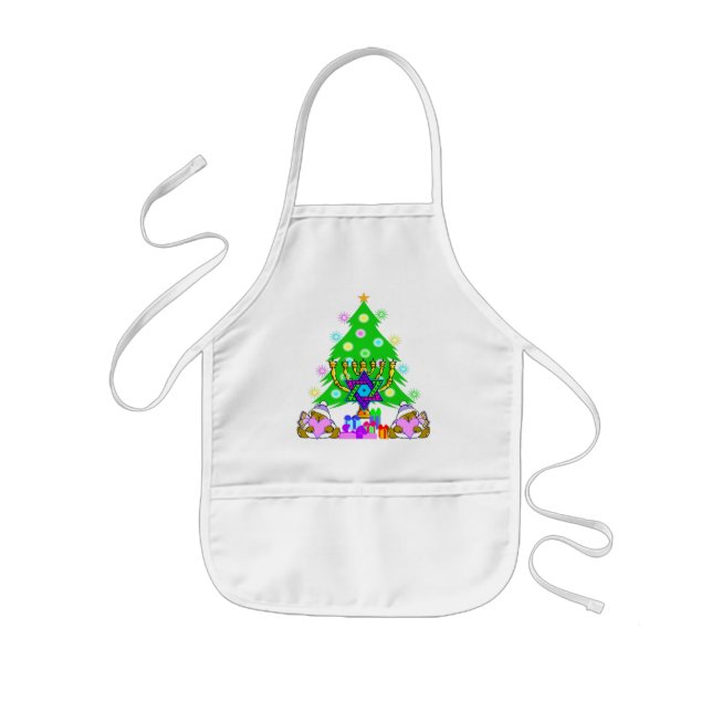 Chanukka- und WeihnachtsSchürze - besonders Kinderschürze (Vorne)