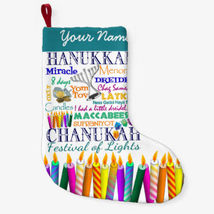 Chanukkacollagen-und -regenbogen-Stern-Strumpf Kleiner Weihnachtsstrumpf