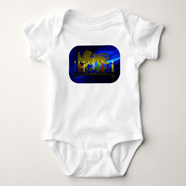 Chanukkah Brass Lion Menorah Baby Strampler (Vorderseite)