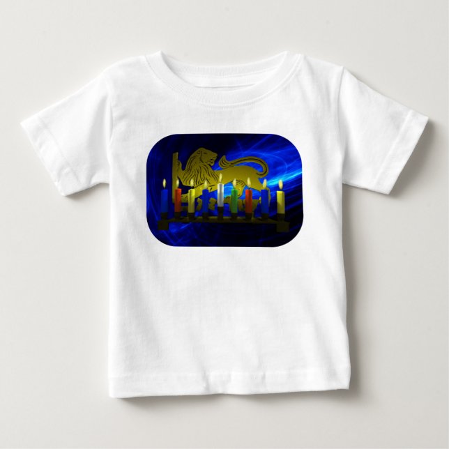 Chanukkah Brass Lion Menorah Baby T-shirt (Vorderseite)