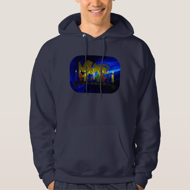 Chanukkah Brass Lion Menorah Hoodie (Vorderseite)