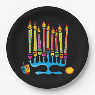 Chanukkah, Hanukkah Menorah Papierplatte Pappteller