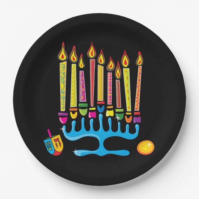 Chanukkah, Hanukkah Menorah Papierplatte Pappteller (Vorderseite)