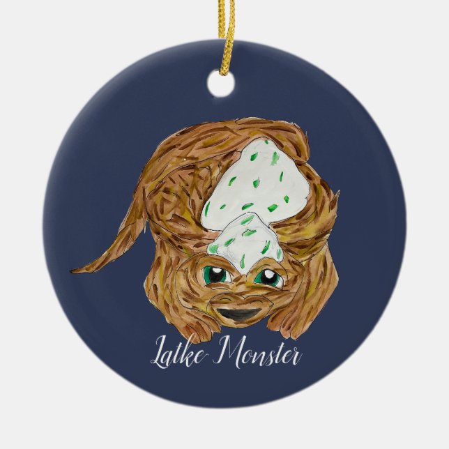 Chanukkah Latke Monster Keramik Ornament (Vorne)
