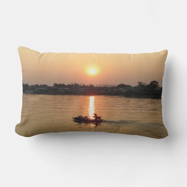 Chao Phraya Fluss Sunset ... Ayutthaya, Thailand Lendenkissen (Vorderseite)