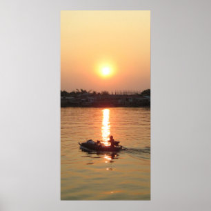 Chao Phraya Fluss Sunset ... Ayutthaya, Thailand Poster