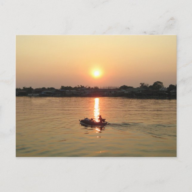 Chao Phraya Fluss Sunset ... Ayutthaya, Thailand Postkarte (Vorderseite)