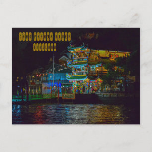 Chao Phraya River bei Nacht Postkarte