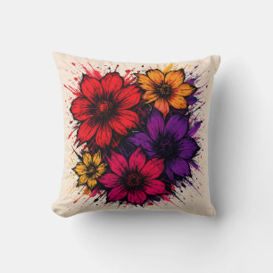 Chaos Bloom - Bold Floral Splash Kissen