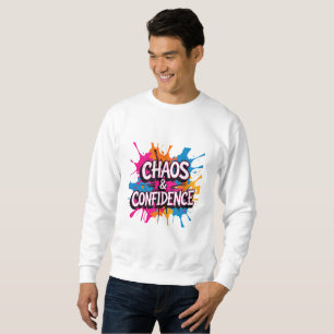 "Chaos & Confidence" Farb-Splash-Zitat-Design Sweatshirt