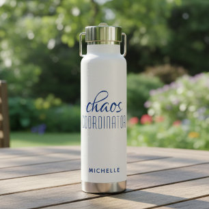 Chaos Coordinator Blue Calligraphy Script Name Trinkflasche