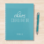 Chaos Coordinator Blue Personalized Name Planer<br><div class="desc">Chaos Coordinator Blue Personalized Name festuresthe text "chaos coordinator" in a fun white script typography. Perfect for that busy mom,  teacher,  sports team manager or work boss. Designed by Evco Studio www.zazzle.com/store/evcostudio</div>