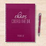 Chaos Coordinator Pink Personalized Name Planer<br><div class="desc">Chaos Coordinator Deep Pink Personalized Name festuresthe text "chaos coordinator" in a fun white script typography. Perfect for that busy mom,  teacher,  sports team manager or work boss. Designed by Evco Studio www.zazzle.com/store/evcostudio</div>