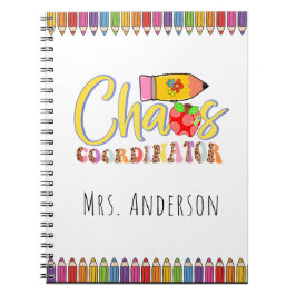 Chaos Coordinator Teacher Name Notebook Notizblock
