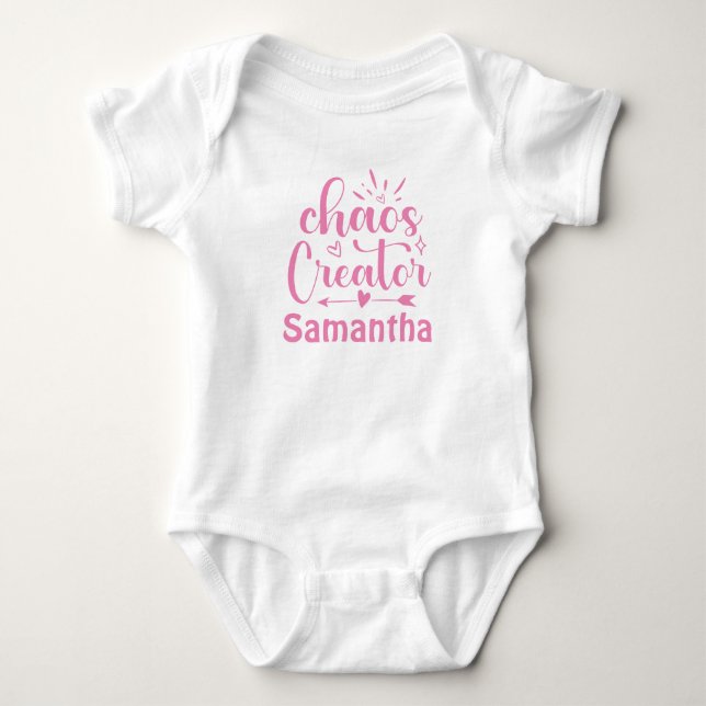 Chaos Creator Pink Baby Girl Duschgeschenk Baby Strampler (Vorderseite)