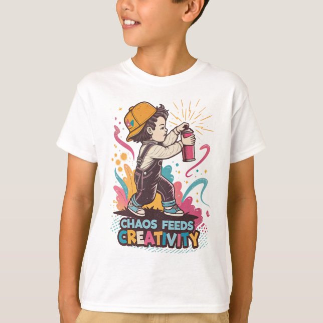 Chaos Feeds Creativity – Retro Graffiti Pop Art  T-Shirt (Vorderseite)