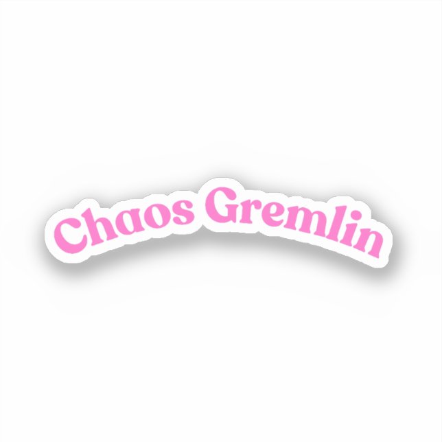 Chaos Gremlin | Funny Pink Bubble Letter Aufkleber (Vorderseite)
