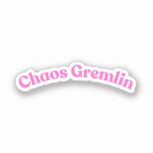 Chaos Gremlin   Lustiger rosa Blasenbuchstabe Aufkleber