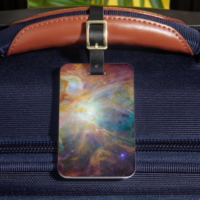 Chaos im Herzen des Orion Spitzer Hubble Composite Gepäckanhänger (Vorderseite Insitu 2)