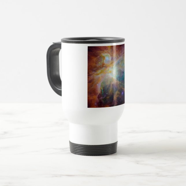 Chaos im Herzen des Orion Spitzer Hubble Composite Reisebecher (Vorderseite Links)