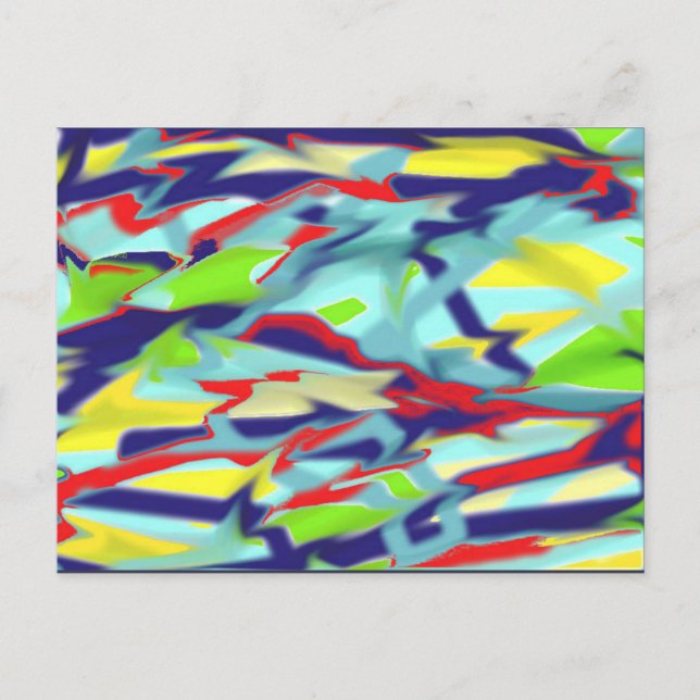 Chaos in Form Digital Art Postcard - Blau Postkarte (Vorderseite)