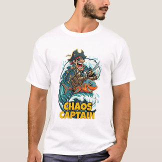 Chaos Kapitän Pirat Reitender Hai Lustig T-Shirt