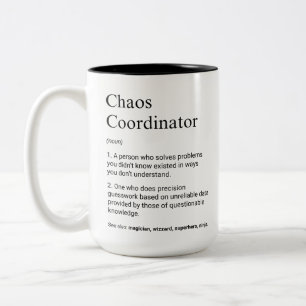Chaos-Koordinator Lustiger Manager Definition Zweifarbige Tasse