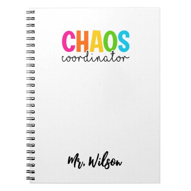 Chaos-Koordinator-Notizbuch – Lustiger Lehrerzitat Notizblock (Vorderseite)