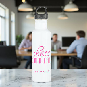 Chaos-Koordinator Pink Typografy Personalisiert Edelstahlflasche
