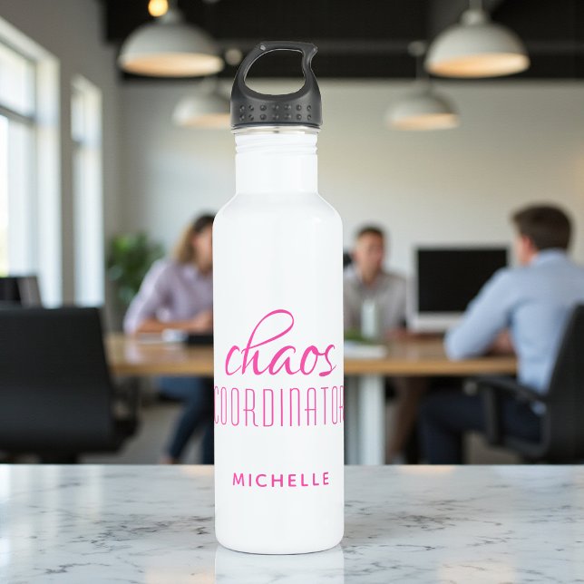 Chaos-Koordinator Pink Typografy Personalisiert Edelstahlflasche (Von Creator hochgeladen)