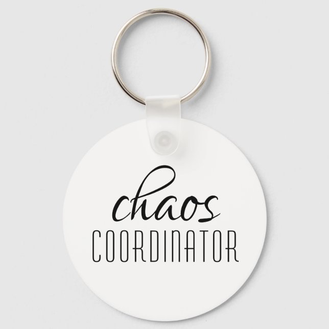 Chaos-Koordinator Typografischer Text Schlüsselanhänger (Vorderseite)