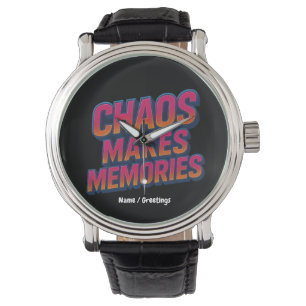 Chaos macht Erinnerungen Retro Synthwave Design lu Armbanduhr