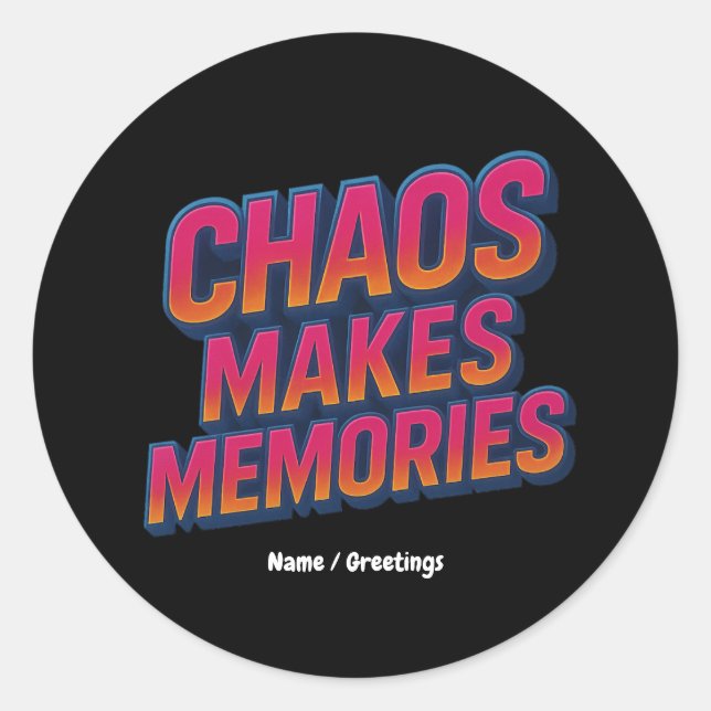 Chaos macht Erinnerungen Retro Synthwave Design lu Runder Aufkleber (Vorderseite)