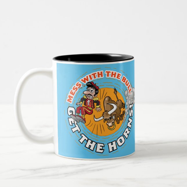 Chaos mit dem Bull... Zweifarbige Tasse (Links)