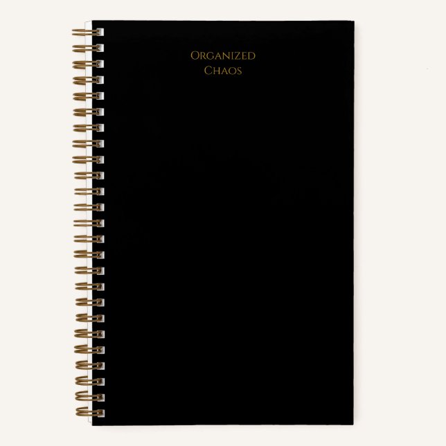 "Chaos Organisé" | Carnet spiral noir et or (Recto)