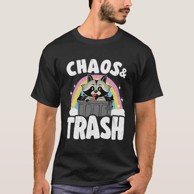 Chaos & Trash Garbage Panda Rainbow Raccoon T-Shirt (Vorderseite)