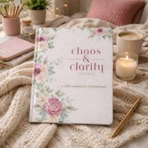 Chaos und Klarheit Rosa Pfingstrosen-Blumen Notizb